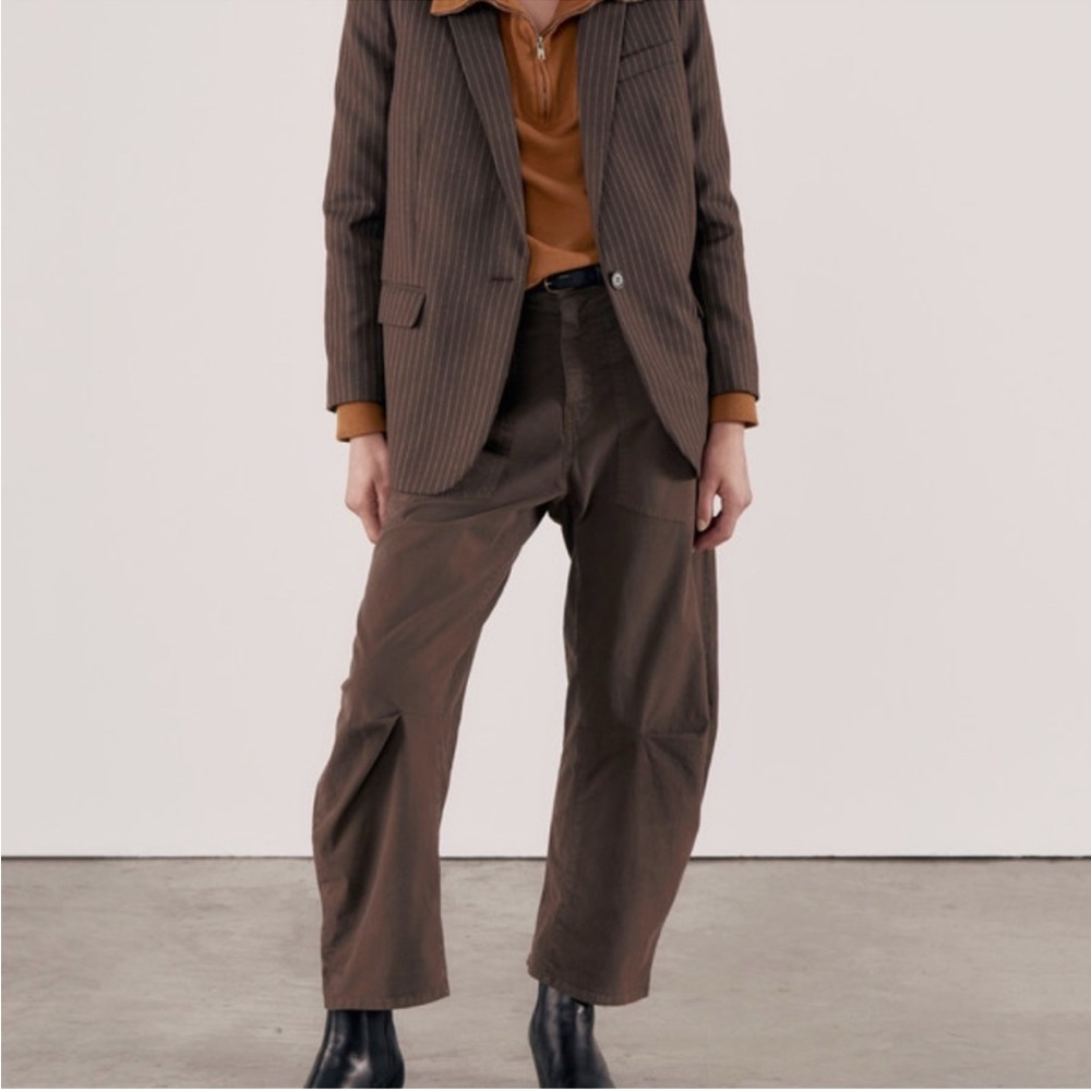 NWT Nili Lotan Shon Pant Chocolate Brown Carpenter SIZE 0 Barrel
